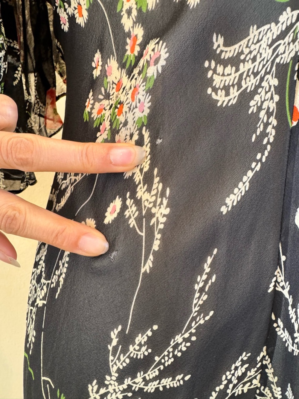 Girls From Savoy Anthropologie Sz 0 Dress Black Floral Sheer Silk Chiffon Gatsby - Picture 7 of 16
